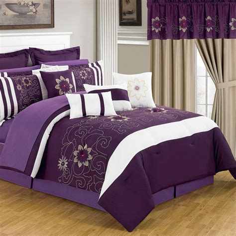 Purple bed sets queen - Meilyn Gray All Season Down-Alternative Reversible Comforter Set in Vintage Magnolia Stripe. by Winston Porter. From $49.99 $54.99. ( 5) Fast Delivery. FREE Shipping. Get it by Sat. Feb 17. Presidents Day Deal. +3 Colors | 3 Sizes.